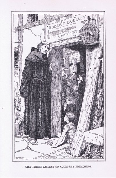 司祭はコレットの説教、1912年に耳を傾けます 作： Henry Justice Ford