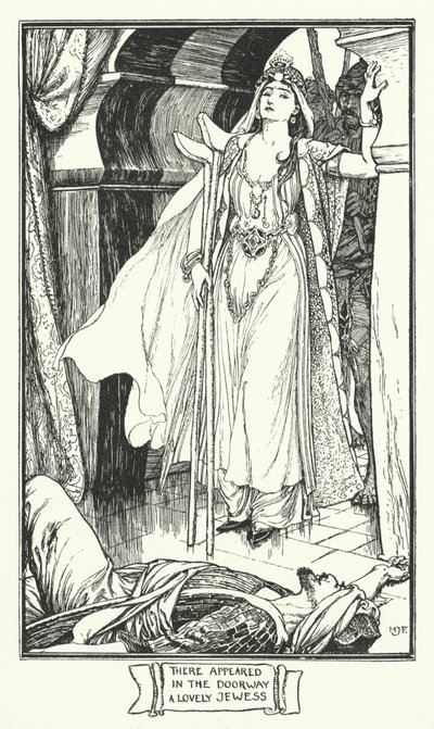 玄関に現れたのは、かわいらしいユダヤ人女性だった（エングレービング 作： Henry Justice Ford
