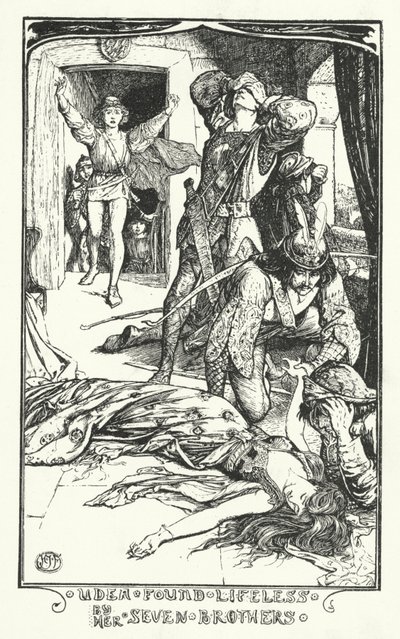7人の兄弟に命を狙われたウデア (エングレービング) 作： Henry Justice Ford