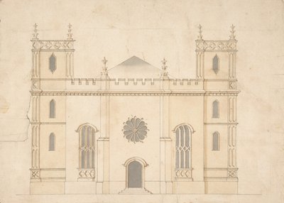 ゴシック・リバイバル教会のファサード（1745-76年）。 作： Henry Keene.