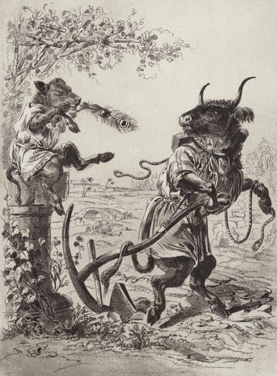 イソップ寓話: 意地悪な子牛 (litho) 作： Henry Louis Stephens