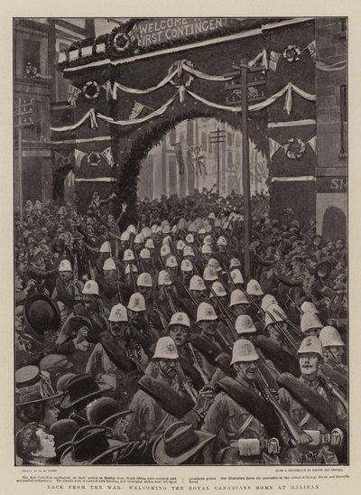 戦争から戻って、ハリファックスで王立カナダ人の家を歓迎 作： Henry Marriott Paget