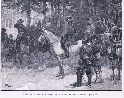 アポマトックスコートハウス1865 ADでのリーとグラントの会議 作： Henry Marriott Paget