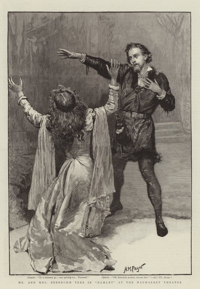ヘイマーケットシアターのハムレットのビアボームツリー夫妻 作： Henry Marriott Paget