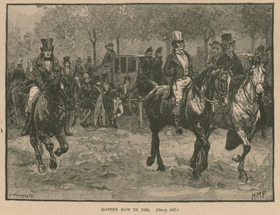 1830年にロンドンのハイドパークにあるロットンロウ 作： Henry Marriott Paget