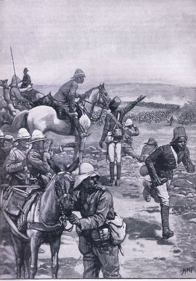 オムドゥルマンの戦い：ダーヴィッシュの猛攻撃を撃退するマクドナルド旅団、1900年代のカッセルのイングランドの歴史のイラスト 作： Henry Marriott Paget