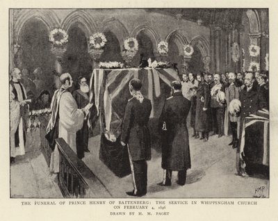 1896年2月4日のウィッピンガム教会の奉仕、バッテンベルクのヘンリー王子の葬儀 作： Henry Marriott Paget