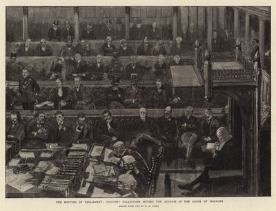 国会議事堂、フォークストン子爵が下院で演説を移動 作： Henry Marriott Paget