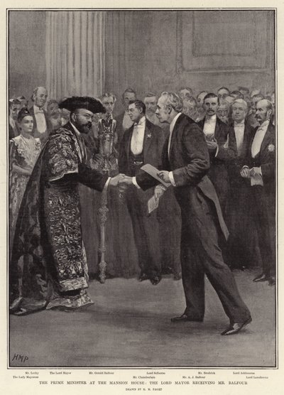 邸宅の首相、バルフォー氏を迎える市長 作： Henry Marriott Paget