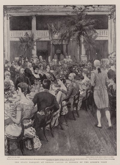 女王の訪問を記念してダブリン城の州宴会 作： Henry Marriott Paget