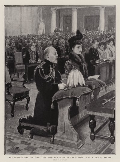 平和のための感謝祭、セントポール大聖堂の奉仕での王と女王 作： Henry Marriott Paget