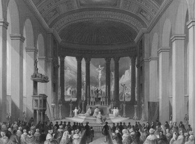 クリスマスに行われた大ミサの祝典、ロンドン市ムーアフィールズのローマ・カトリック礼拝堂（彫刻 作： Henry Melville