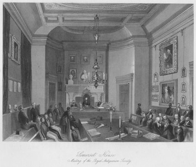 サマセットハウス。王立古物学会の会議、c1841 作： Henry Melville