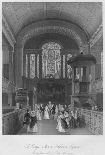 聖ジョージ教会、ハノーバー広場。高貴な結婚のお祝い、c1841 作： Henry Melville