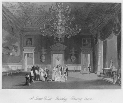 セントジェームズ宮殿。お誕生日。応接室、c1841 作： Henry Melville