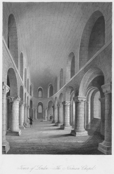 ロンドン塔。 -ノーマン礼拝堂、c1841 作： Henry Melville