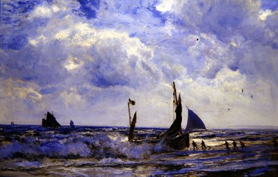 ボートを運ぶ」（油彩・キャンバス） 作： Henry Moore