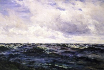 海景、左はボートの標識、右はレースの真っ最中のカッター。 作： Henry Moore