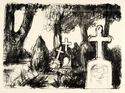 3つの墓石がある墓地 作： Henry Nielsen