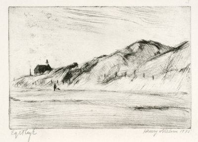 家と人の砂丘の風景 作： Henry Nielsen