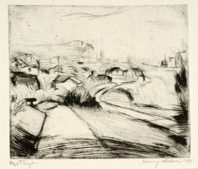 道路と家のある風景 作： Henry Nielsen