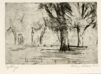 2 つのウォーカーとランプのある公園 作： Henry Nielsen