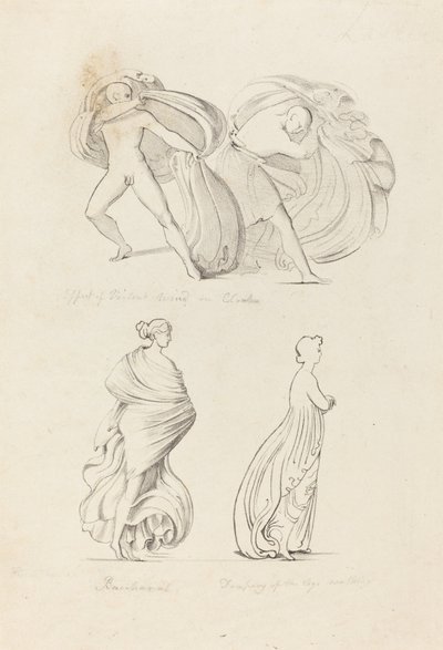 ドレープ、3 人の人物、バカンテと自然からの 2 人 作： Henry Noel Humphreys after John Flaxman