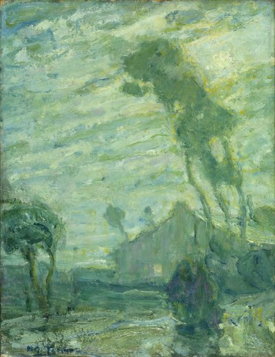 風景（ボール紙に油彩、裏面にパステル/チョークのスケッチ） 作： Henry Ossawa Tanner