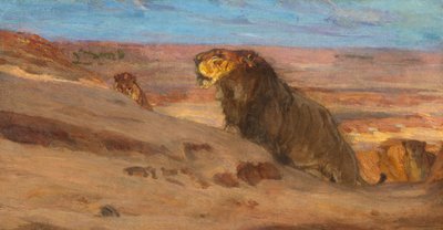 砂漠のライオンズ、カリフォルニア州。 1897-1900。 作： Henry Ossawa Tanner