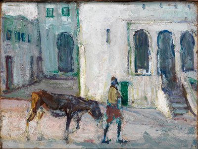 街角、タンジール（子牛をリードする男） 作： Henry Ossawa Tanner