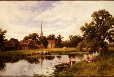 ファームステッドと牛のいる風景 作： Henry Parker
