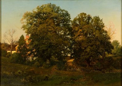 夕暮れのオールドオークス（キャンバスに油彩） 作： Henry Pember Smith