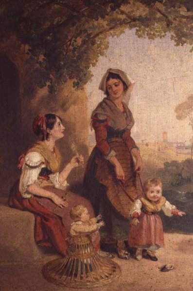 二人のローマ人女性とその子供たち 作： Henry Penry Williams