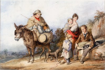 家族グループのミルクボーイ、1840年頃（水彩とガッシュ） 作： Henry Perlee Parker