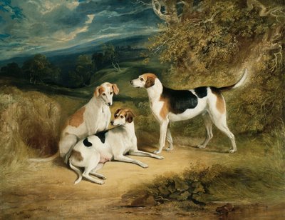 ラトランド公爵の遠くにベルボアール城のある猟犬、1828 作： Henry Perlee Parker