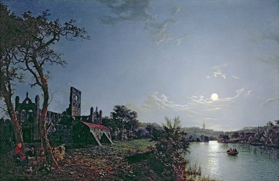 カークストール修道院を望む朝（キャンバスに油彩） 作： Henry Pether