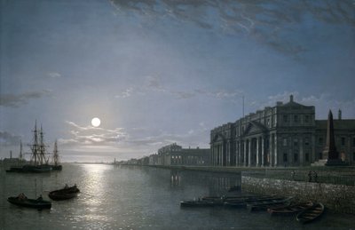 月明かりに照らされたテムズ川とグリニッジ病院 1854-65年頃 油彩・カンヴァス 作： Henry Pether