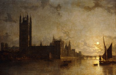 ウェストミンスター修道院、ウェストミンスター橋の建設と国会議事堂、1859 作： Henry Pether