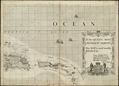 フランスとスペインの入植地が隣接するアメリカの大英帝国の地図 作： Henry Popple