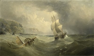 嵐の海の沖合いへの船積み、1874 作： Henry Redmore