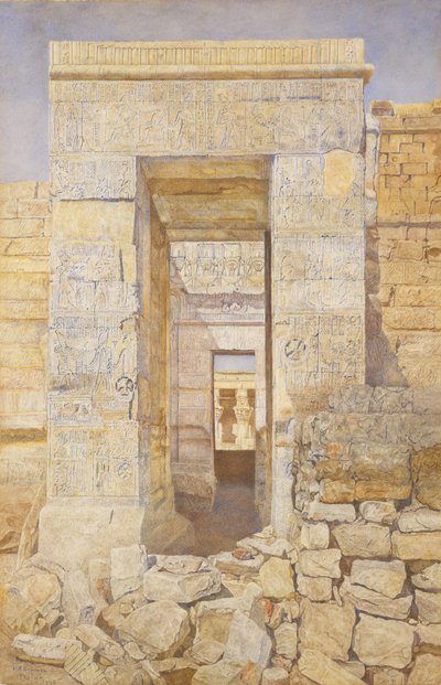 東入口、ティベリウスの部屋、イシス神殿、フィラエ、1905年。 作： Henry Roderick Newman