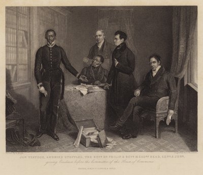 Jan Tzatzoe、Andries Stoffles、Reverend Dr PhilipおよびReverend Messrs Read（上級および後輩）、下院委員会の前で証拠を提出 作： Henry Room