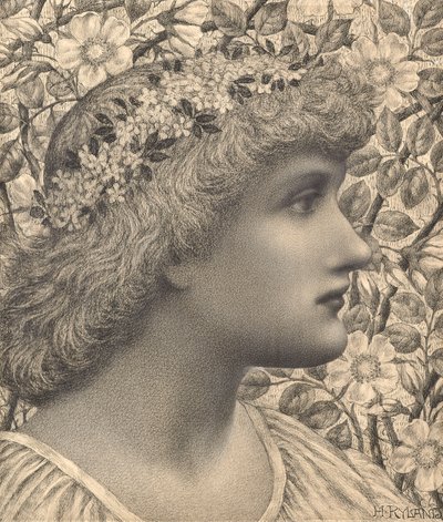 フロリメル（紙に鉛筆とチョーク） 作： Henry Ryland