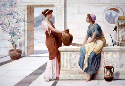ゴシップ」1895年頃（ボード上の水彩画） 作： Henry Ryland