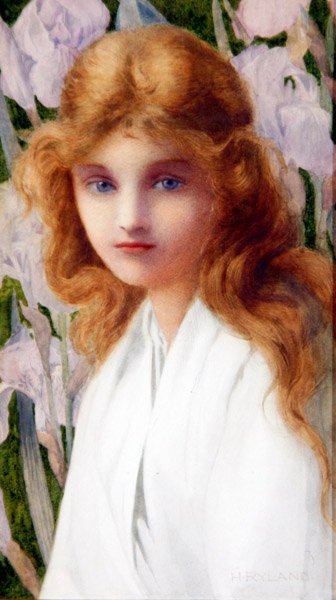 アヤメ」1885年頃（チョークにテンペラ） 作： Henry Ryland