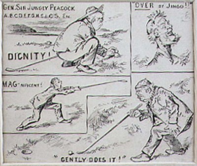 1870年頃に発行された雑誌「Graphic」のイラスト「Golfing Moves」(リトグラフ) 作： ヘンリー・サンダーコック