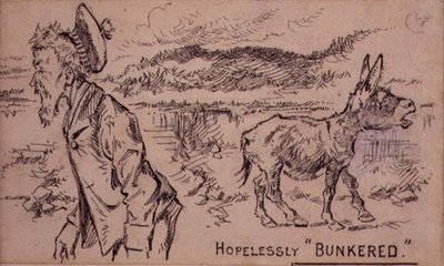 Hopelessly Bunkered（1870年頃に発行された雑誌「Graphic」に掲載されたイラスト）（リトグラフ版 作： Henry Sandercock