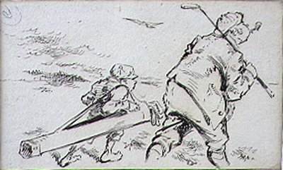 1870年頃に出版された雑誌「Graphics」のイラスト「The Bumbling Golfer」（リトグラフ版） 作： Henry Sandercock