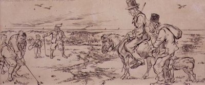 1870年頃に発行された雑誌「Graphic」のイラスト「The Difficult Putt」（リトグラフ）。 作： Henry Sandercock