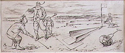 1870年頃に発行された雑誌「Graphic」のイラスト「The Guided Golfer」（リトグラフ版 作： Henry Sandercock